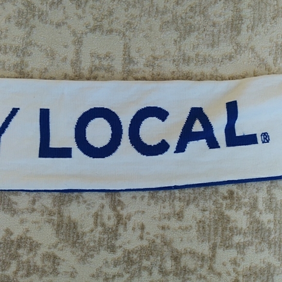 Buoy Local Reversible Fringe Scarf Blue White Orange - Picture 6 of 10